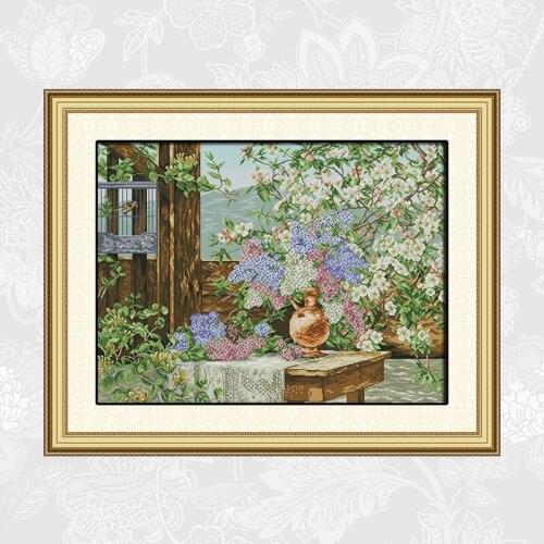 Flowers full of garden Patterns Printed on Canvas Cross Stitch kit Beginner DIY Embroidery Needlework Send Accessory Tools