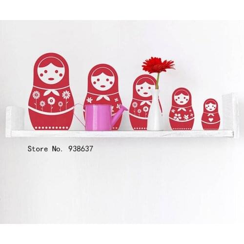 Russian Doll Wall Sticker Set Removable Home Decor Living Room Bedroom Art Mural Vinyl Wall Decals Red Dolls Stickers ZA870