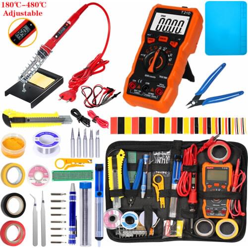 Soldering iron kit adjustable temperature 220V80W multimeter High temperature resistance welding Working Mat Welding Tool Kits