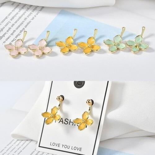 Newest 30pcs/Lot 30*19MM Glitter Enamel Alloy Flower Shape Jewelry Necklace Pendants Oil Drop Metal Bracelet Earring Charms