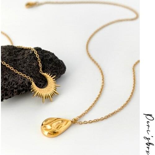 PerisBox 8 Designs Gold Color Titanium Steel Snake Chain Necklaces Lock Key Face Heart Textured Pendants Necklace