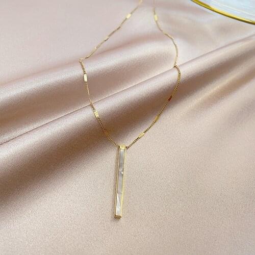 Shell titanium steel necklace simple ins style clavicle chain trendy niche temperament necklace necklace
