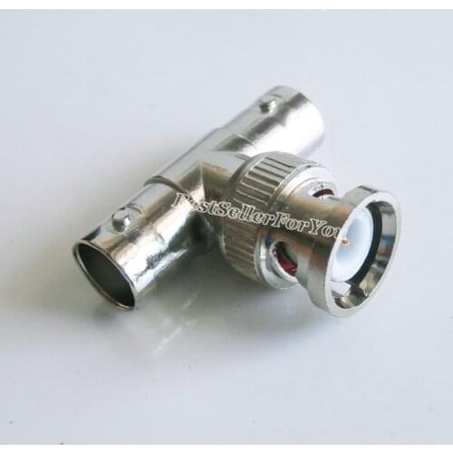 1Pcs Connector BNC Male To Double Connector BNC T Female Adapter Connector 3 Way Audio Coupler CCTV