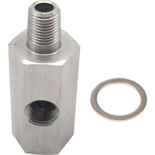 Oil Pressure Sensor Tee Adapter M12 x 1.5 to 1/8 NPT Port Turbo Supply Feed Line Gauge with 1/8 NPT Side Port Hose T