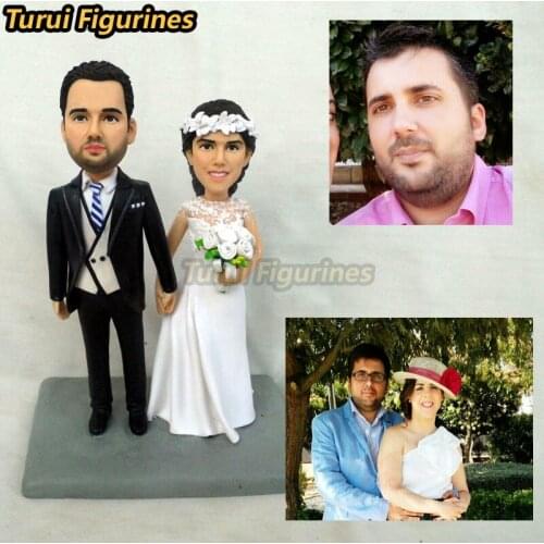 Custom Handmade Wedding Cake Topper african american video gamer with child customize figurine bobblehead by Turui Figurines