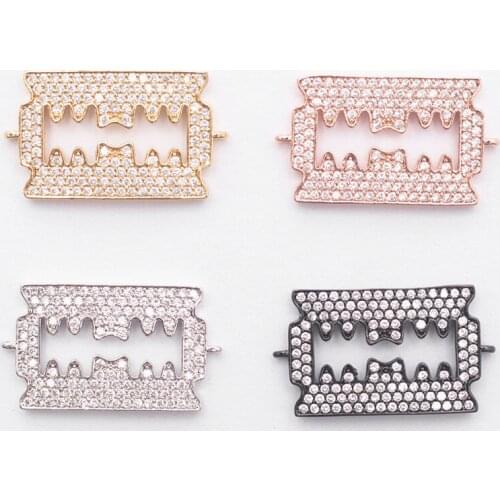 Rectangle Hollow Center Zircon Necklace Pendant Connector Jewelry Accessories DIY Exquisite Micro Pave Zircon Connector