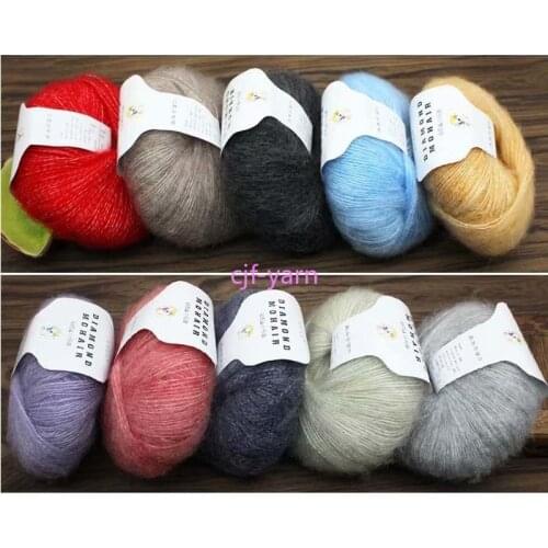 Crochet Wool 260M/0.9MM Colour Shawl Yarn Wholesale Soft Thread 25g/Ball Mohair Cashmere Silk Baby Knitting Lot 1ply Knitted