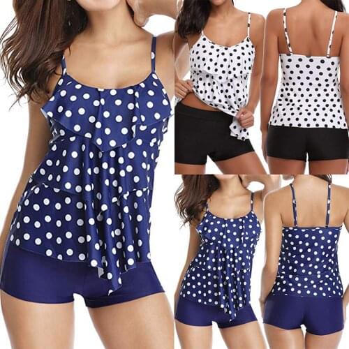 Polka Dot Separate Women Swimsuit Ruffles Woman Swimwear Biquini Trunks Sports Tankini Sexy Push Up Womens Swimming Suit