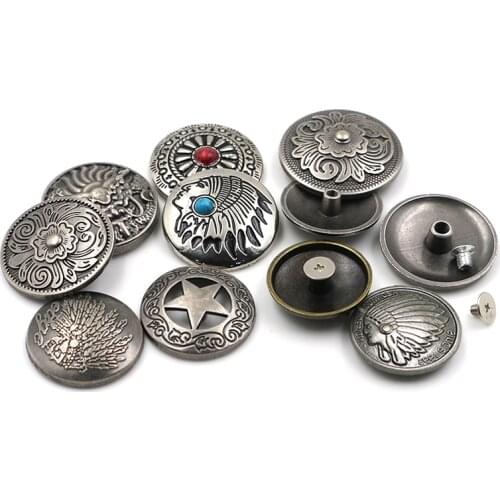 Metal Buttons Snap Button Silver Nail Rivet With Bead Decoration for Leathercraft Bag Snap Fastener Leather Sewing wallet acces