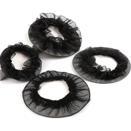 1Pc Solid Black Hollow Nylon Hairnets Breathable Invisible Soft Elastic Lines Hair Net 7-9.5cm For Child Braider Hair Styling