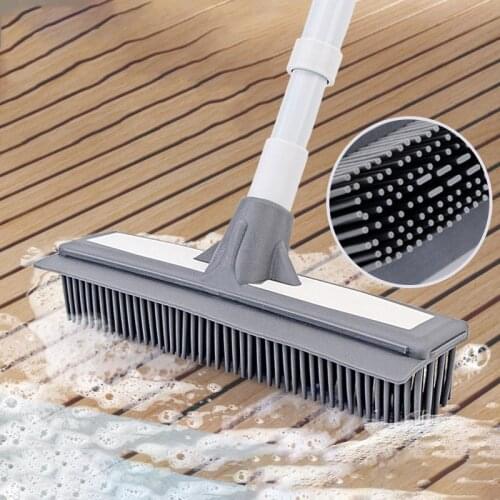 YOREDE TPR Long Handle Cleaning Brush Rubber Soft Head Floor Washing Brush Cleaning Tools With Wiper Strip Bathroom Accessories