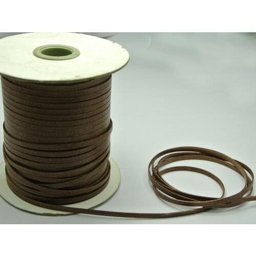 100 Yards Brown FLAT Korean Waxed Cord Craft Lace String Thread 4mmm