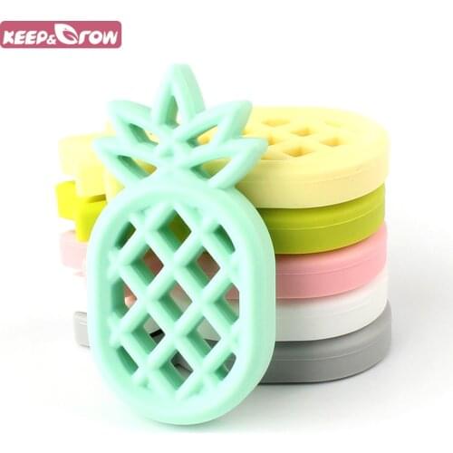 Keep&Grow 1Pc Pineapple Silicone Teethers BPA Free Chewable Baby Teethers DIY Baby Nursing Necklace Pendant Pacifier Chain Tools