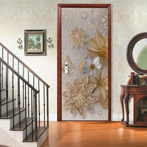 Modern Still Life Door Decals Jewelry Flowers Home Decoration Bedroom Living Room Art Door Stickers Self-Adhesive Waterproof