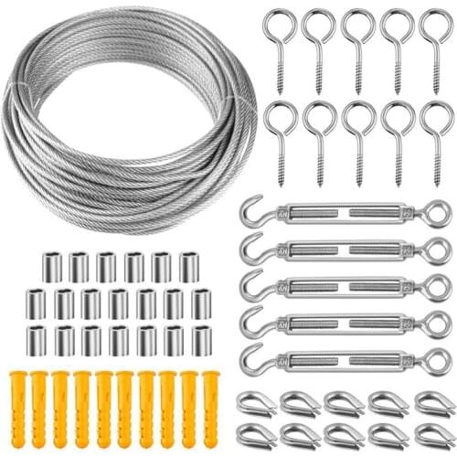 Stainless Steel Wire Rope Steel Cable Stainless Wire with Accessories Steel Wire Wire Rope Clip Cable Railing Kit Retail
