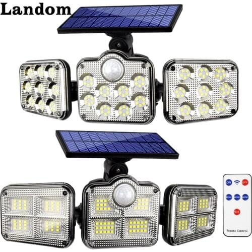 Solar Lights Outdoor with Remote Control Motion Sensor 270° Wide Angle Illumination Super Bright Waterproof Wall Lamp