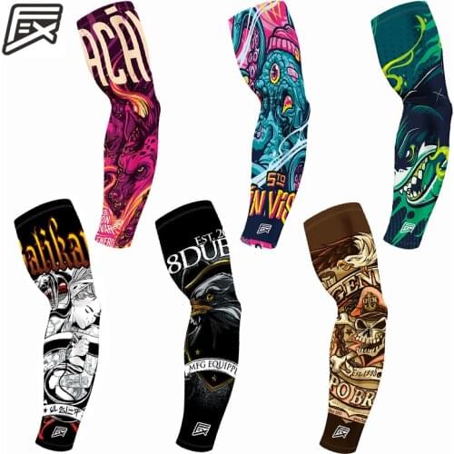 Outdoor Motorcycle 3D Tattoo Printed Arm Sleeves Sun Protection Bike Basketball Compression Arm Warmers Ridding Cuff Sleeve