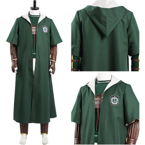 Slytherin Green Quidditch Cosplay Costume Magic School Uniform Outfits Halloween Carnival Suits Slytherin Uniform Robe