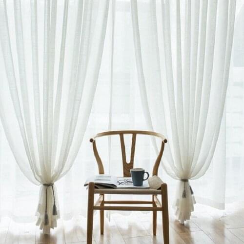 Hot Sale White Tulle Sheer Light chiffon Sag Fabric balcony Curtains for Home Living Room in the kitchen window Decoration