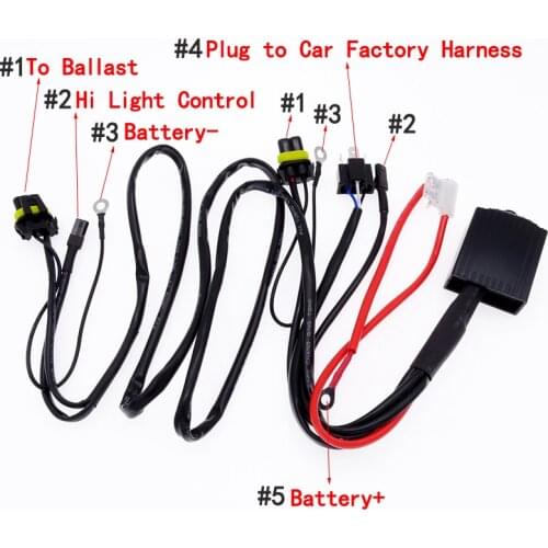 1 Pcs Xenon Lamp HID Headlight Relay Wire Harness Controller Line Socket Connector H4/9003 H13/9008 9007/9004 Telescopic Light