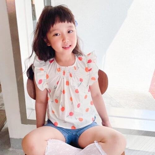 2021 Presale April 15Th Summer t-shirt for kids baby girls Cherry pattern kids tops
