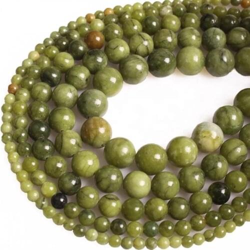 4-12mm Natural Green Gemstone Loose Beads Pearl Stone Beads Chinese Green Jades For Jewelry Making Necklace Bracelet Yoga