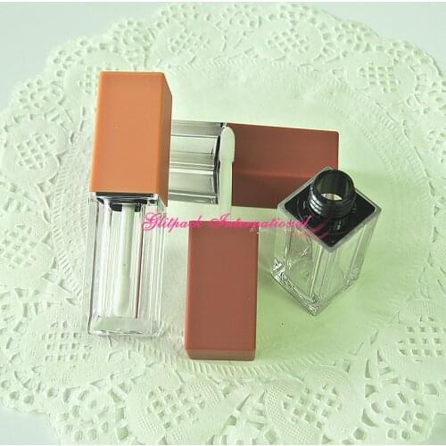 50pcs Lip Makeup DIY bottle nude lip gloss tube clear empty lipgloss container square 5ml lip gloss tubes Pumpkin color