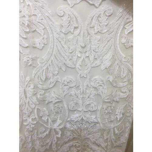 9134 # 5yards/Bag offwhite good quality sequin embroidery lace fabric for evening dress/wedding