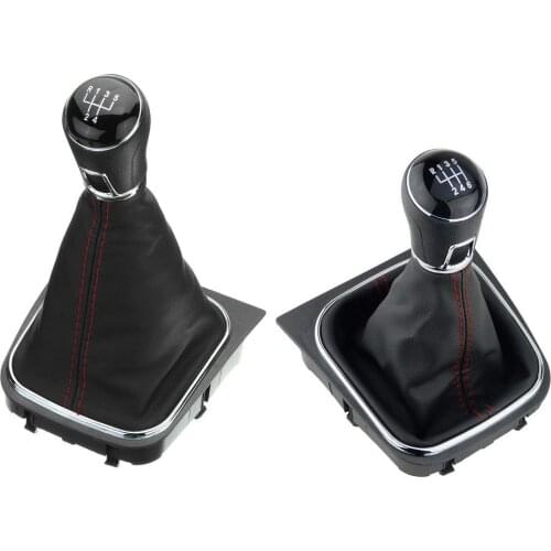 Car Gear Shift Red Line Dust Cover Leather Case 5 Gears 6 Gears for Golf 5 MK5 R32 GT 2004 2005 2006 2007 2008 2009