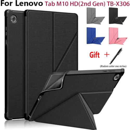 2020 Case for Lenovo Tab M10 HD(2nd Gen)10.1'' TB-X306 Slim Folding Stand Case, Multi-Viewing Angles, Soft TPU Back Cover+Stylus