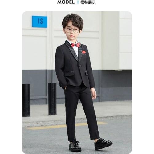 2021 Childrens suit spring and autumn baby boy suit costume black/white boy performance dress flower girl wedding clothes suits