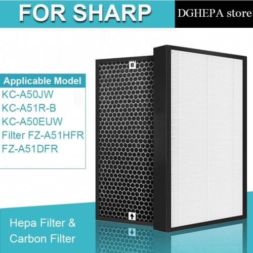 For Sharp Air Purifier KC-A50JW KC-A51R-B KC-A50EUW Heap Filter FZ-A51HFR Actived Carbon Filter FZ-A51DFR
