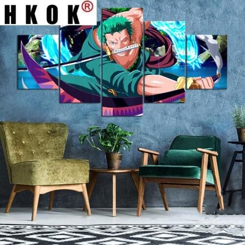 HKOK Prints One Piece Canvas Poster Home Decor Painting Wall Art 5 Panel Anime Pictures Modular For Living Room decor No Frame