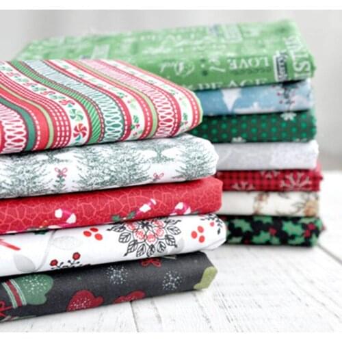 Christmas Tree Snow Printed Cotton Fabrics Sewing Handmade Clothing Dolls Crafts Xmas Decorative Cloth PlainPatchwork Fabric DIY