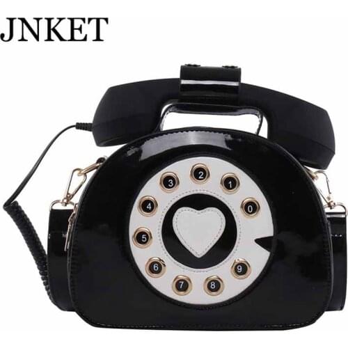 JNKET New Telephone Shaped Shoulder Bag Handbag PU Leather Crossbody Bags for Women