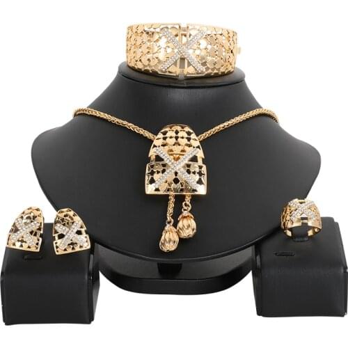Dubai Long Necklace sets Nigerian Wedding African Jewelry Set for Woman Jewellery Set Wholesale Design