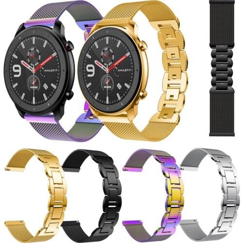22mm Stainless Steel Metal Strap For Samsung Galaxy Watch 46mm Bracelet Bands for Huami GTR 47mm Watch Band Milanese Loop Straps
