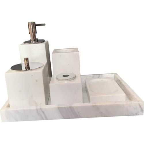 Natural Real Marble Bathroom Accessories Set 6 Piece-Toothbrush