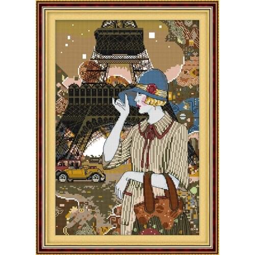 The Pretty Woman of Paris cross stitch kit people 14ct 11ct count print canvas stitches embroidery DIY handmade needlework