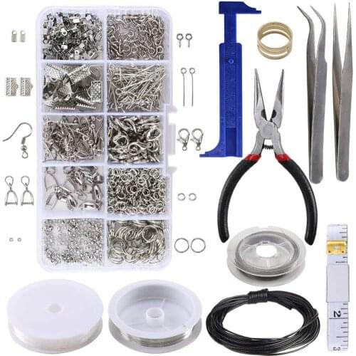 10 grid box earring jewelry set DIY Beads Plier hook open ring needle nose pliers Jewelry Making Supplies Kit Accessories 2021