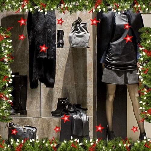 CRNT0085 window sticker Christmas 100% decoration for window shopping stores, without glue, repositionable and reusable at will
