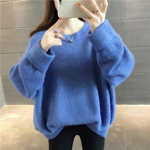 New Casual Thick Autumn Winter O-Neck Oversize Sweater Pullover Women Warm Chic Female Loose Knitted Basic Fashion Hot Sale 2020