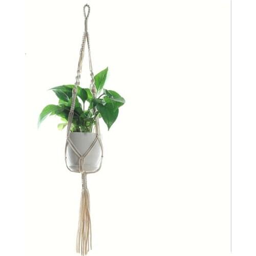 Handmade Macrame Plant Hanger Hanging Planter for Wall Decoration 100% Cotton Rope 4 Legs Flower Pot Holder Garden Tools