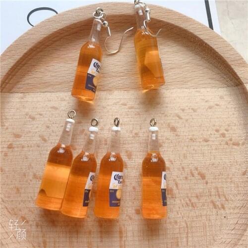 10pcs/pack Beer Bottle Resin Earring Charms for Rarring Keychain Necklace Pendant Jewlery Findings Phone Charm