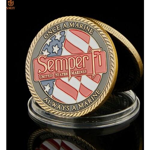U.S Marine Corps Honr Courage Commitment Gold Plated Military Challenge Commemorative Coin Collection Value