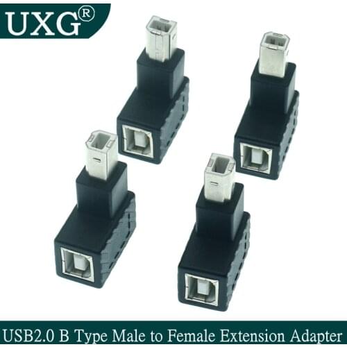 Right Angled 90 Degree USB 2.0 B Type Male to Female Extension Adapter for Canon HP Epson Printer Scanner Hard Disk Box