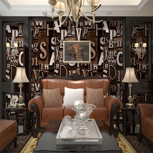 Q QIHANG English Alphabet Pattern Brick background Retro PVC Wallpaper Roll 53cm*10m=5.3m2