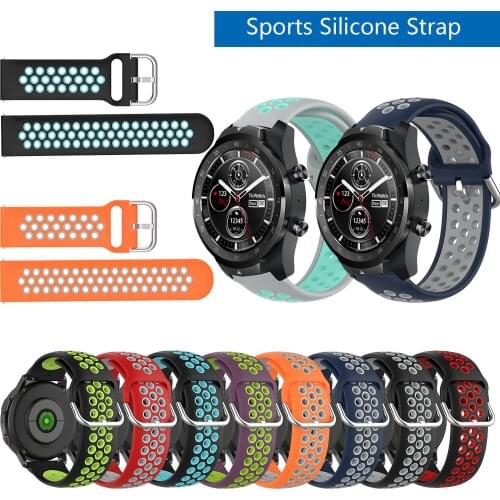 20mm 22mm Sport Silicone Breathable Strap For Ticwatch Pro 3 E2 S2 GTX Replacement Watchbands