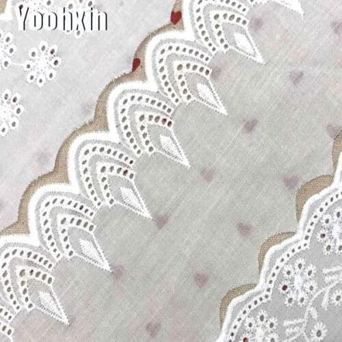 Luxury cotton Embroidery white Lace Fabric DIY applique collar trim ribbon Sewing guipure dress cloth wedding decor