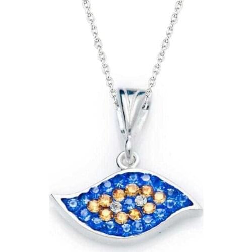 Silver Evil Eye Eyes Lady Necklace